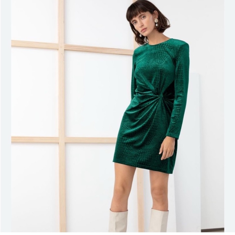 NWOT Long-Sleeve Green Velvet Dress